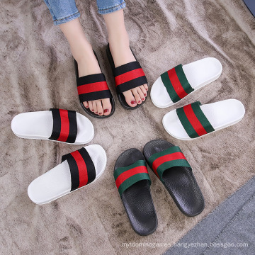 2021 New Arrivals Ladies Striped Design PVC Flat Slippers for Women